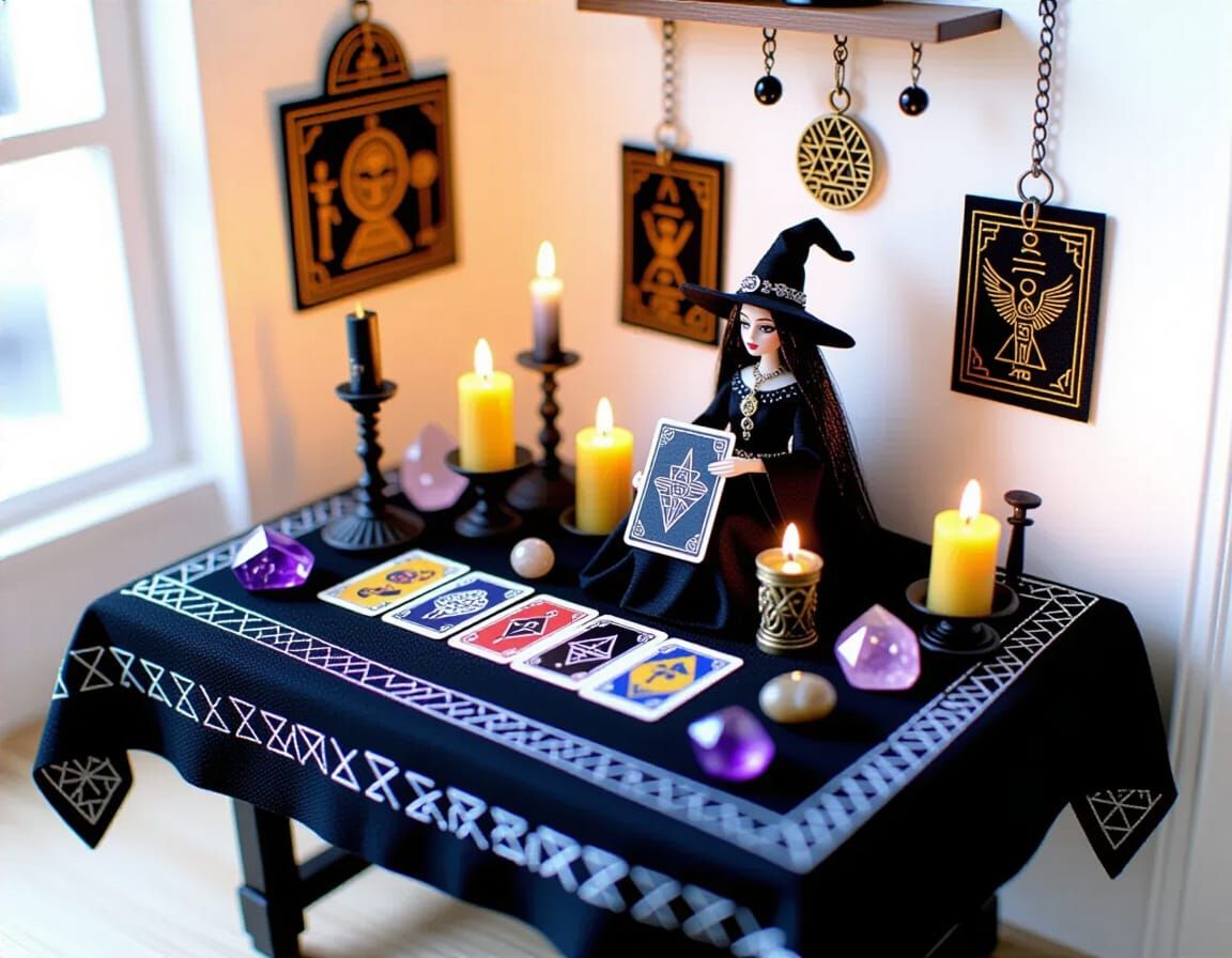 Miniature Witch Altar in Dollhouse Room