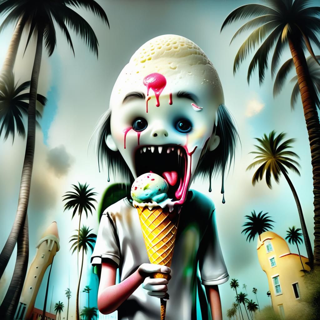 Scared Ice Cream Cone in High-Detail 3D Render