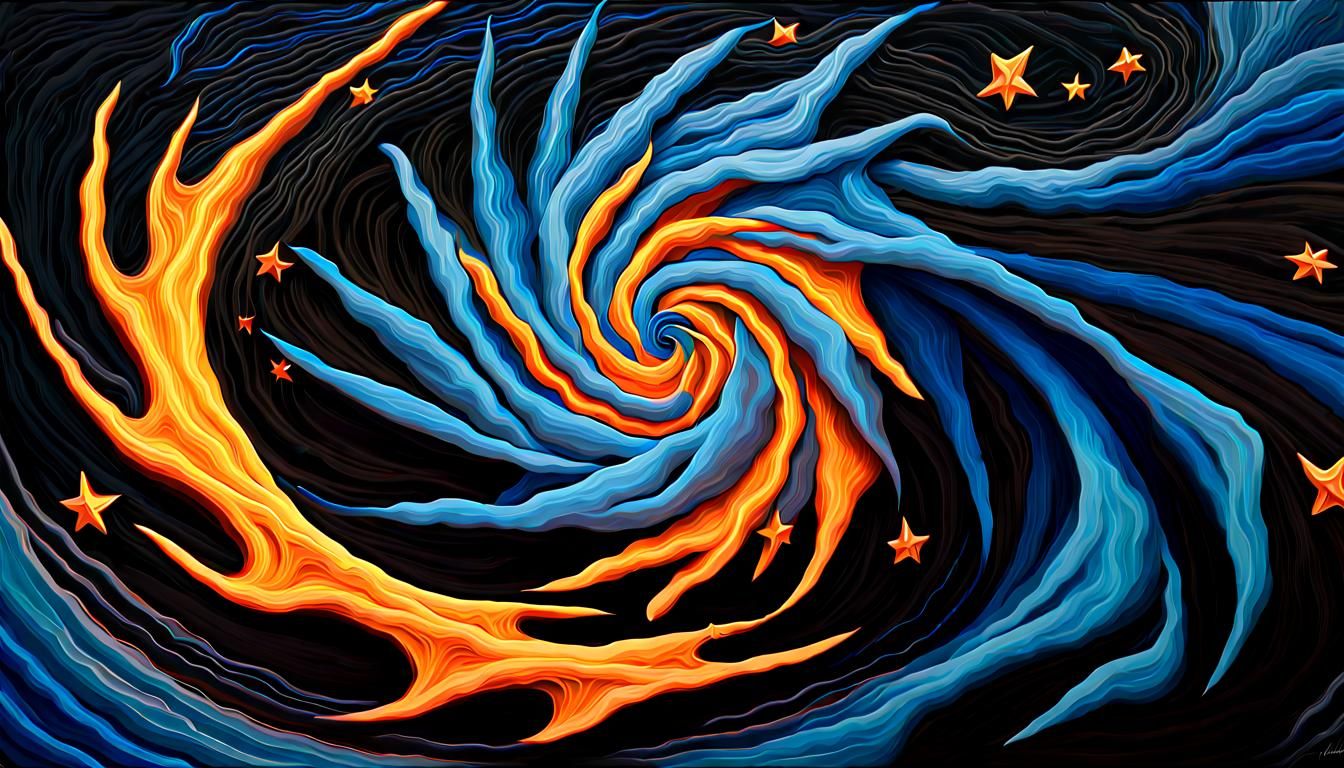 Electromagnetic Jelly Star in Impasto Oil Paint Style