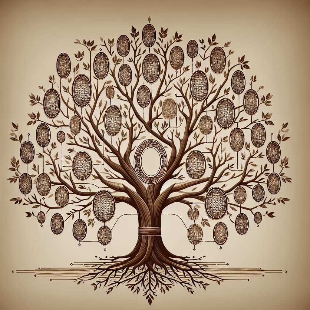 Intricate Family Genealogy Tree With Lineage Details