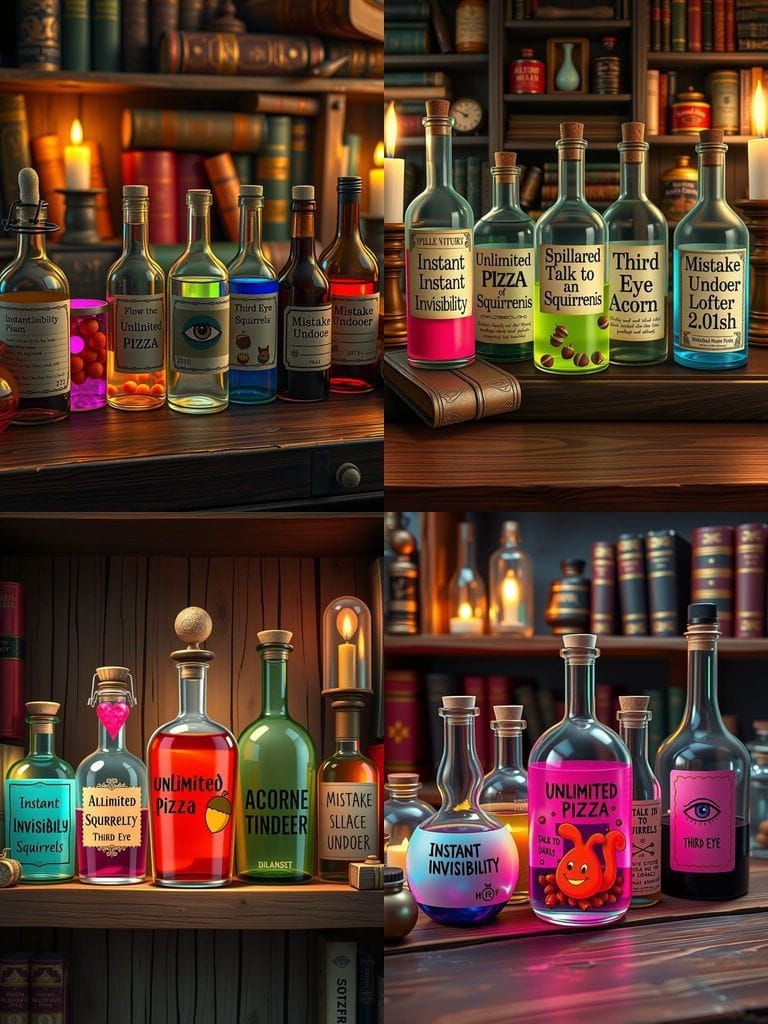 Whimsical Apothecary Shelf in Vintage Wood Setting