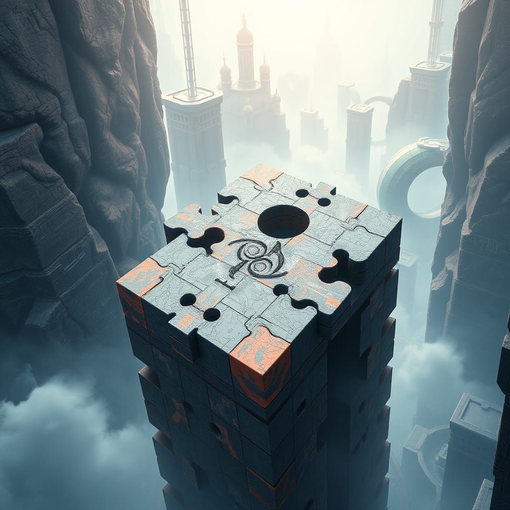 Earthquake-Resistant Jigsaw Brick in Detailed Matte Painting