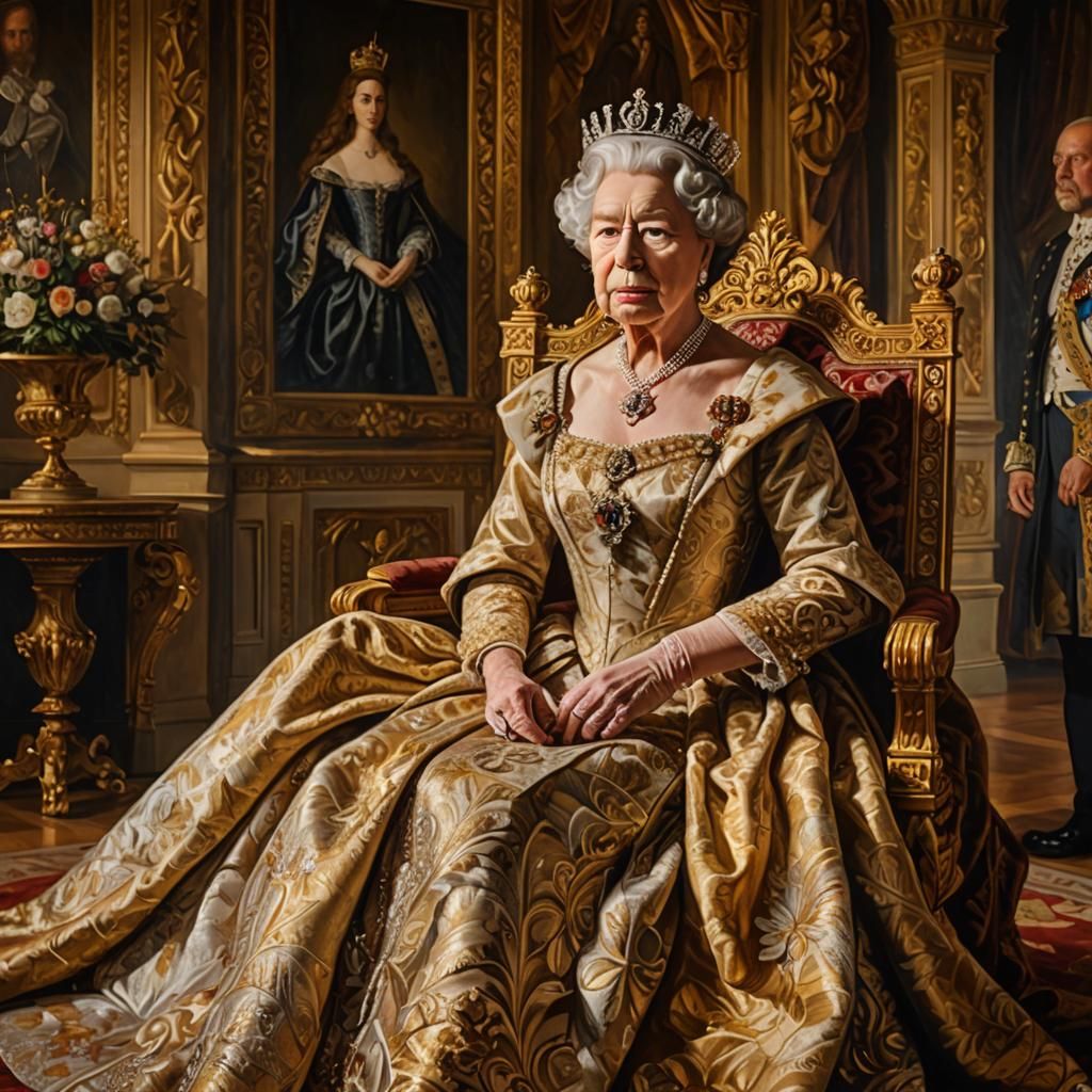 Queen Elizabeth Portrait in Oil, Velázquez Style