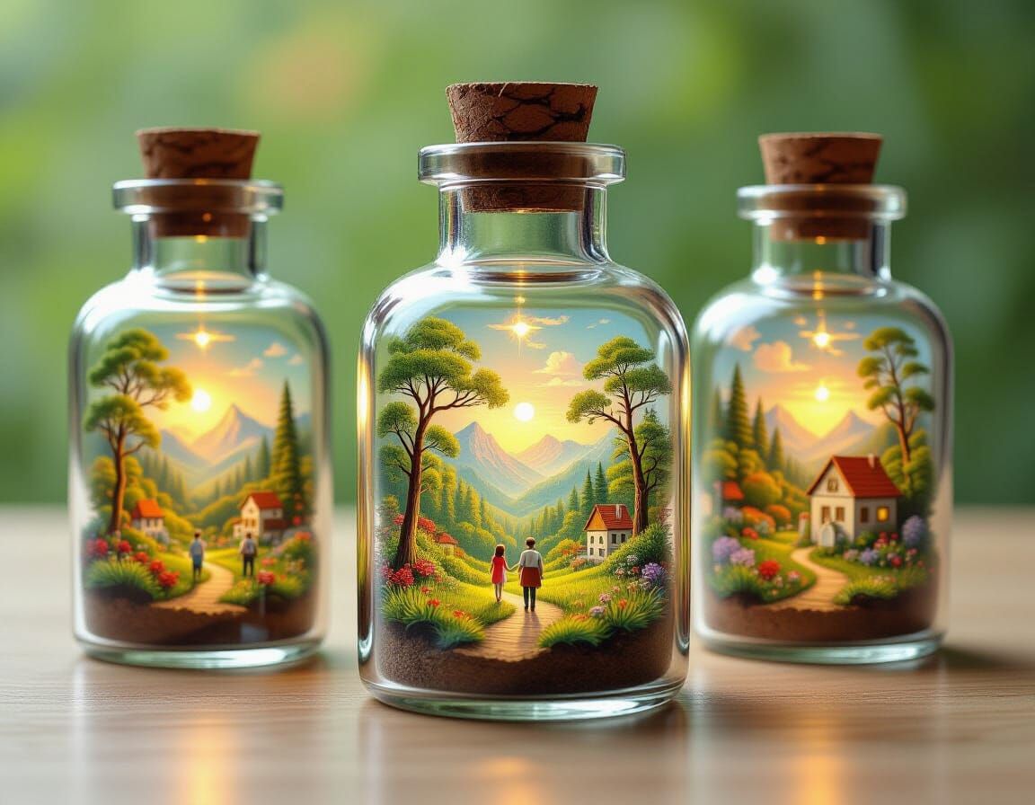 Miniature Worlds in Medicine Bottles: Fantasy Art