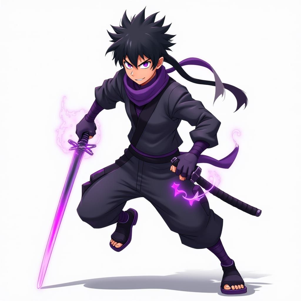 Cyberpunk Ninja in Dark Gray Armor