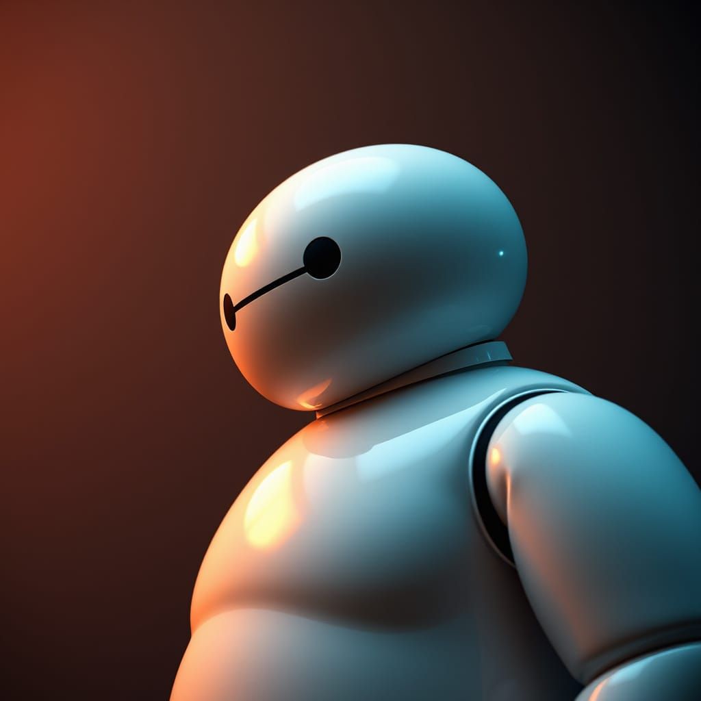 BayMax in Moody Futuristic Landscape