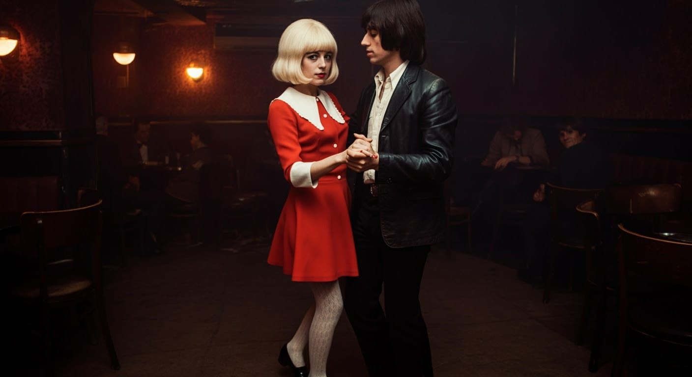 London Nightclub Dance in Retro Style, Inspired by 1960s Fil...