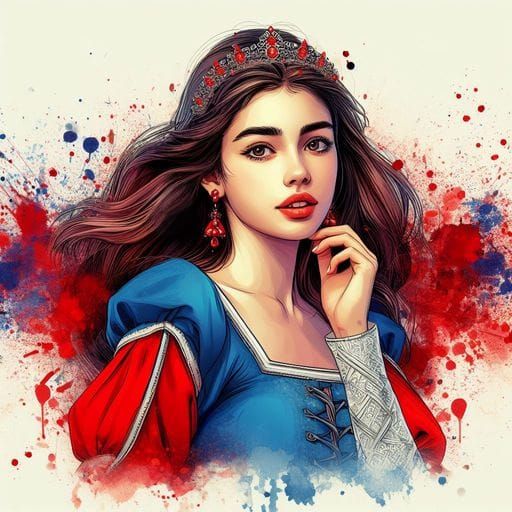 Fairytale Medieval Princess in Blue and Red