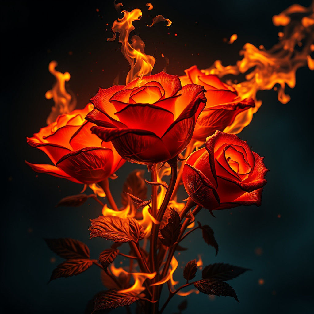 Fiery Roses: Hyperdetailed Artgerm Style