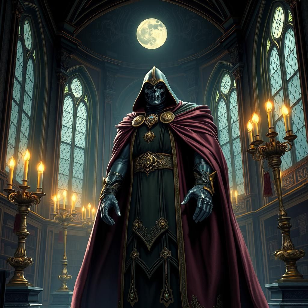 Doctor Doom in Library, Jack Kirby Style