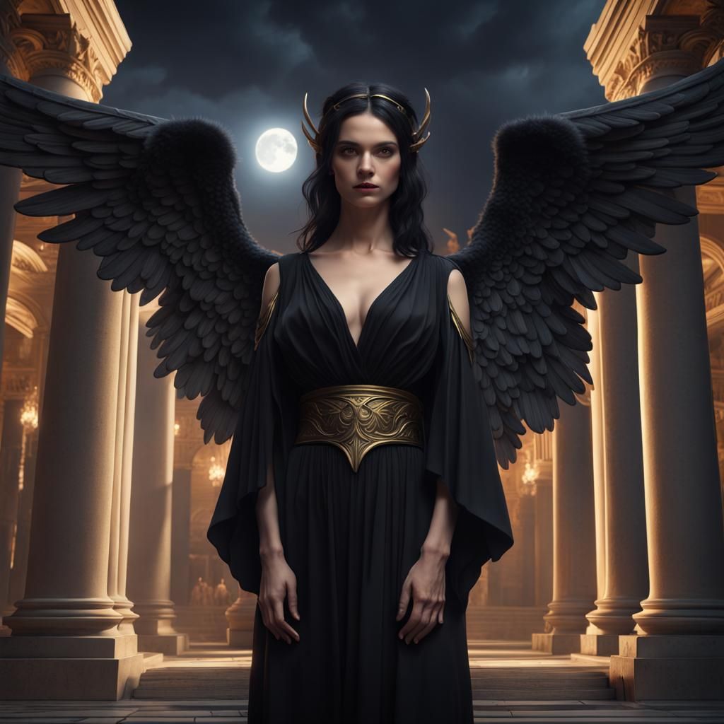 Gothic Angel in Ancient City: Renaissance Style