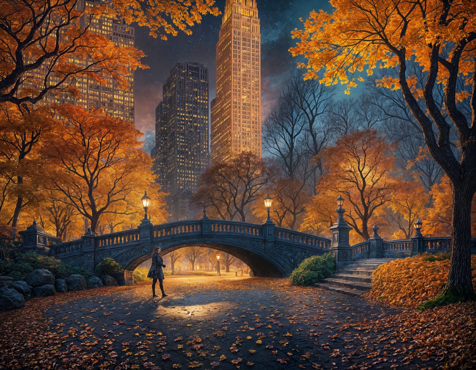 Vibrant Autumn Night Revealed in Central Park