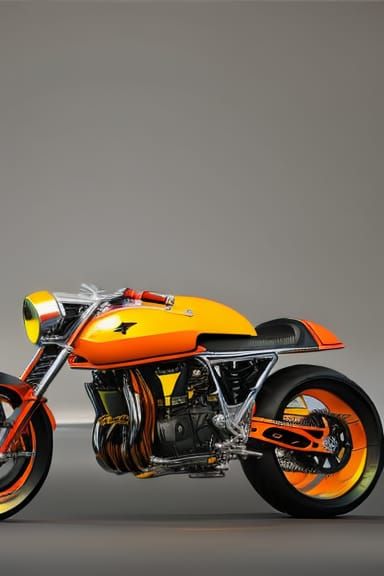 Custom Motorcycle with Wide Wheel in Hyperdetailed Style