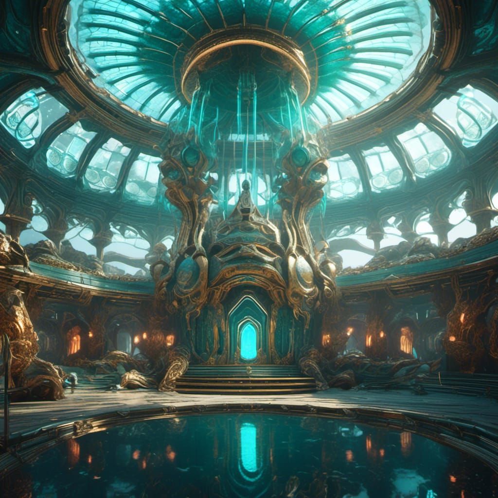 Alien King Venue with Teal Theme as Fantasy Art