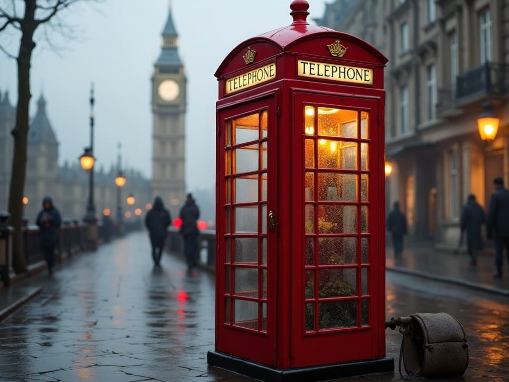 Photorealistic London Red Phone Booth in Fog