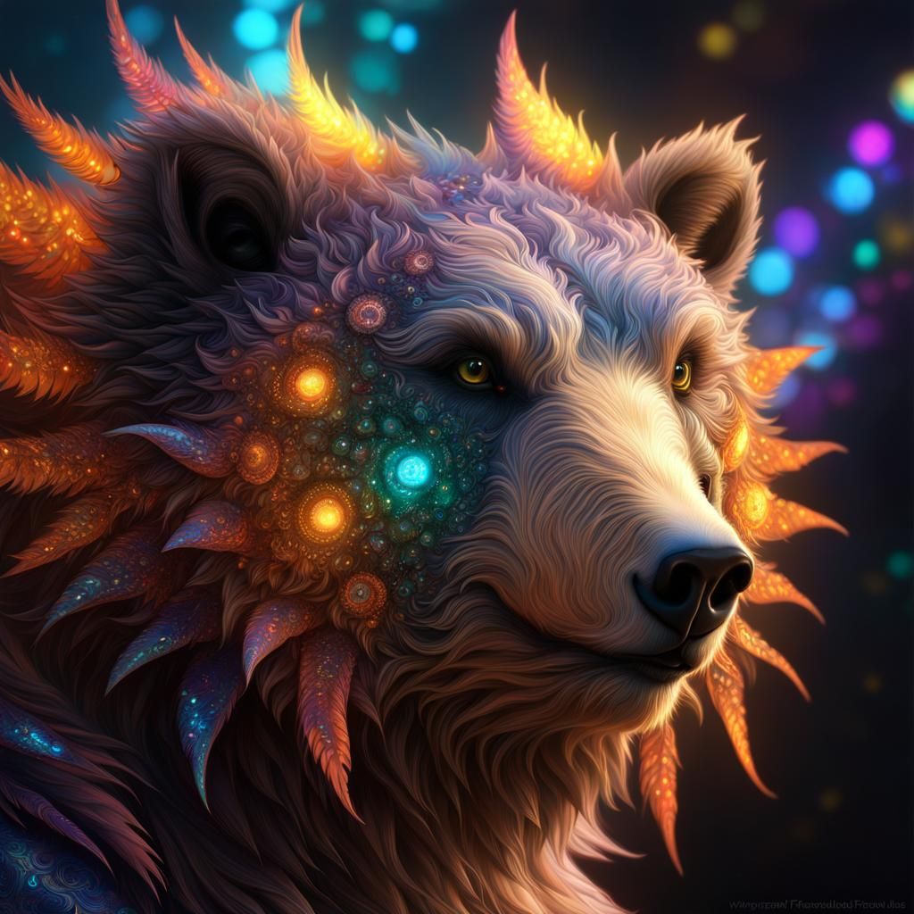 Winged Dragon Grizzly Bear in Fantasycore CGI