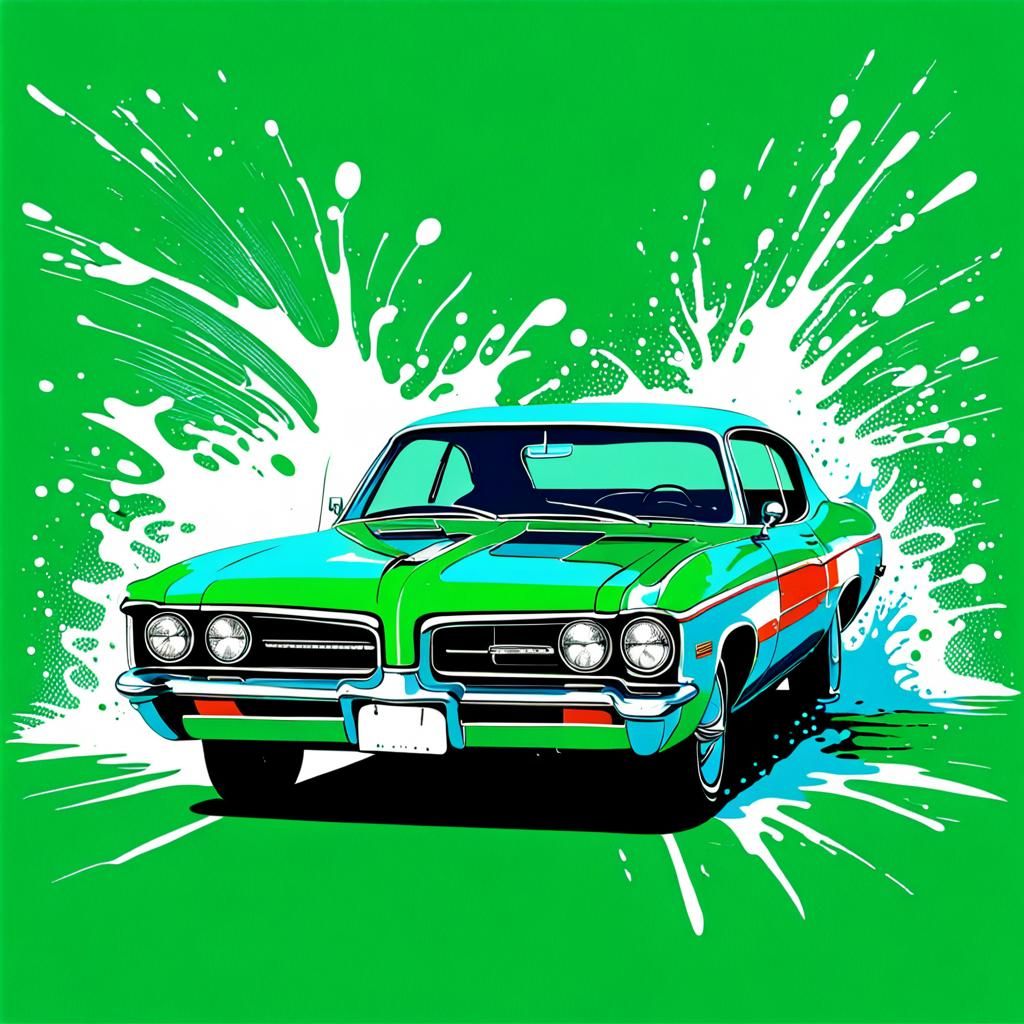 Green Pontiac in Pop Art Style