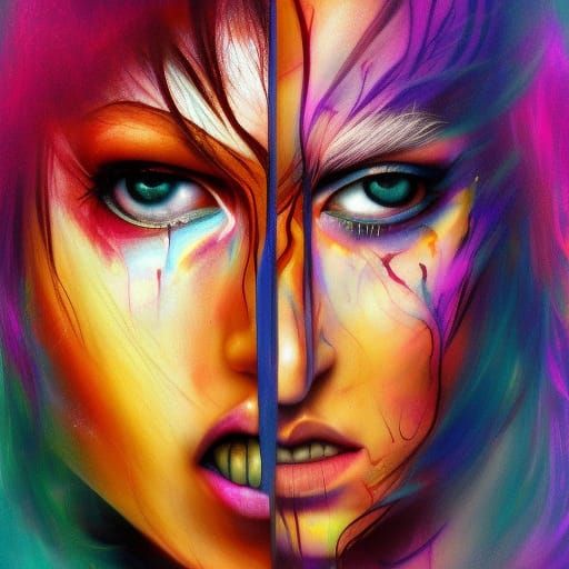 Dramatic Portrait in Hyperrealistic Splash Art Style