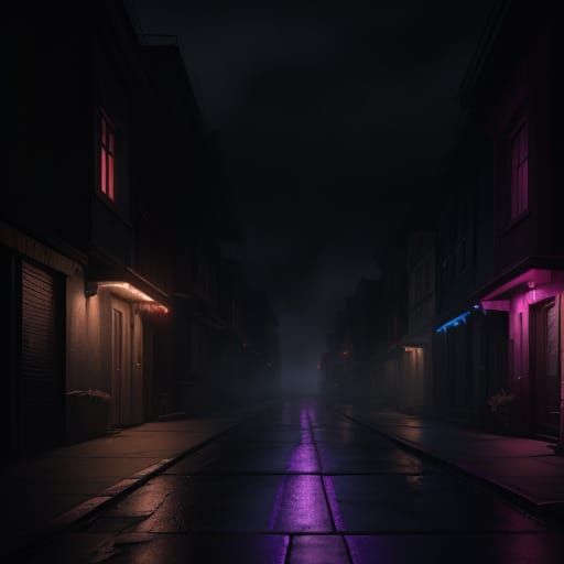 Mysterious Night Street with Cinematic Lighting