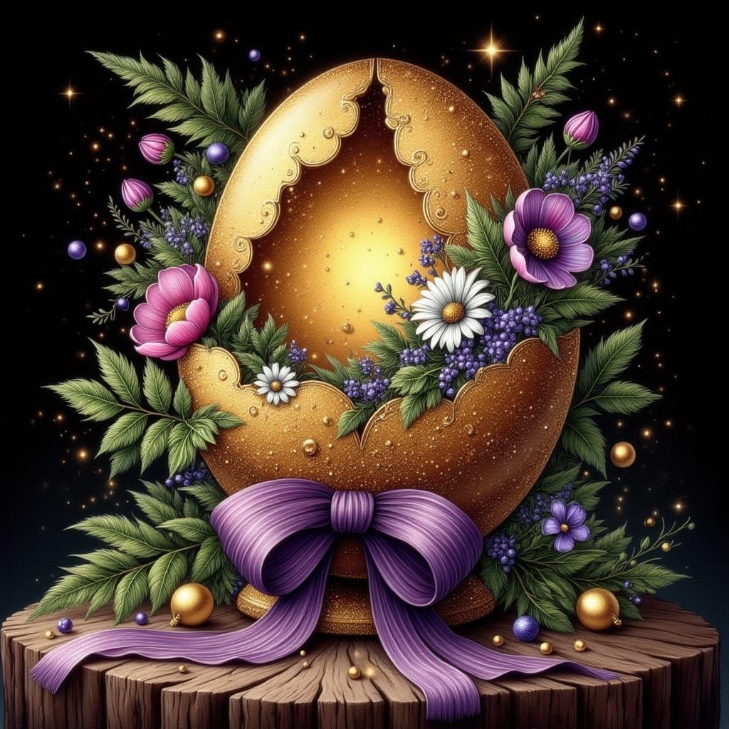 Whimsical Golden Egg Bouquet in Dark Opulence