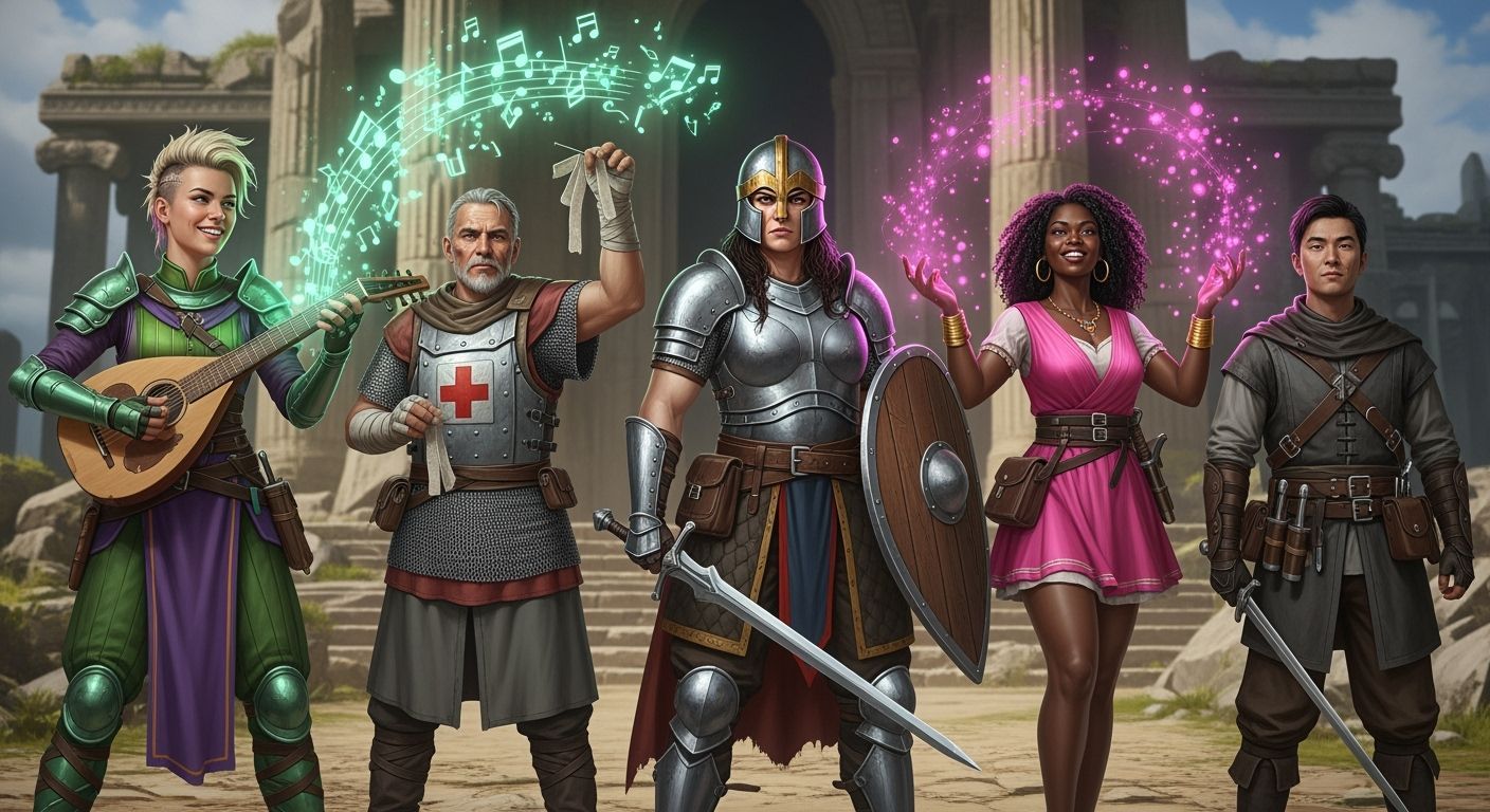 Five Adventurers at Ruined Temple