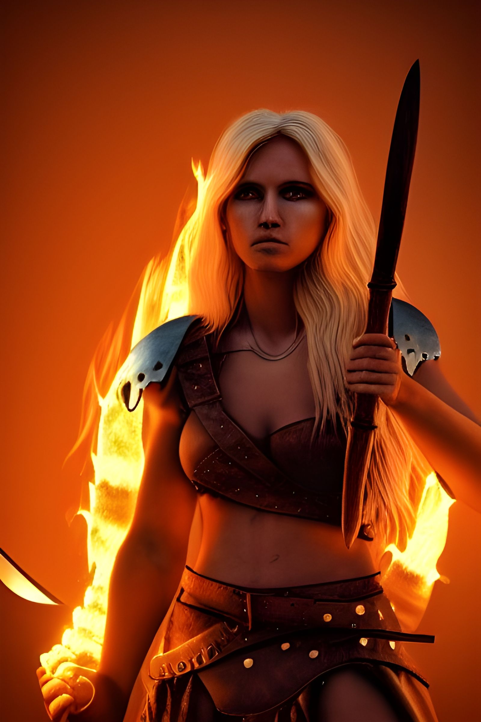 Post-Apocalyptic Warrior Woman in Golden Hour