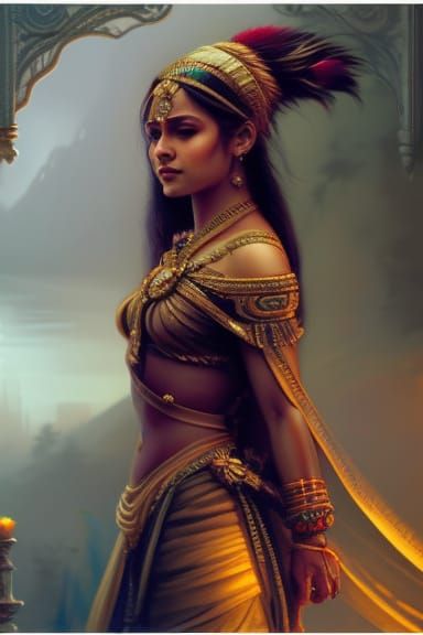 Indian Princess Portrait in Hyperdetailed Digital Art