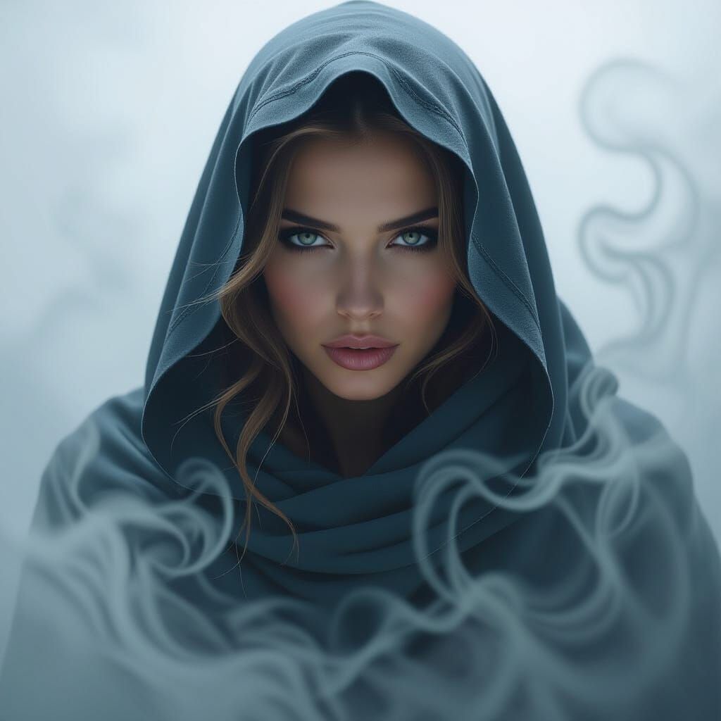 Ethereal Woman in Mist, Dark Fantasy Art