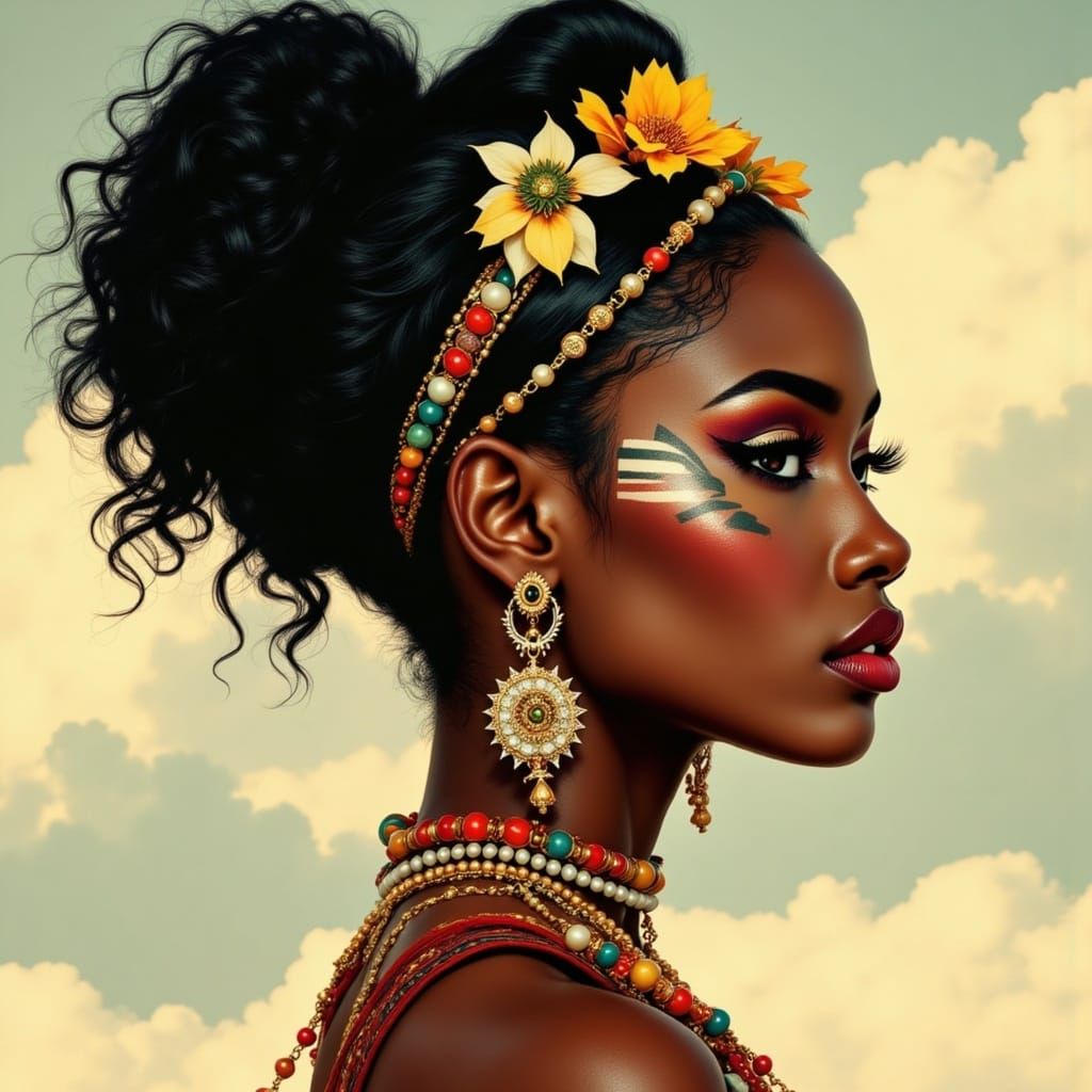 African Goddess Shines with Tribal Beauty and Mystique