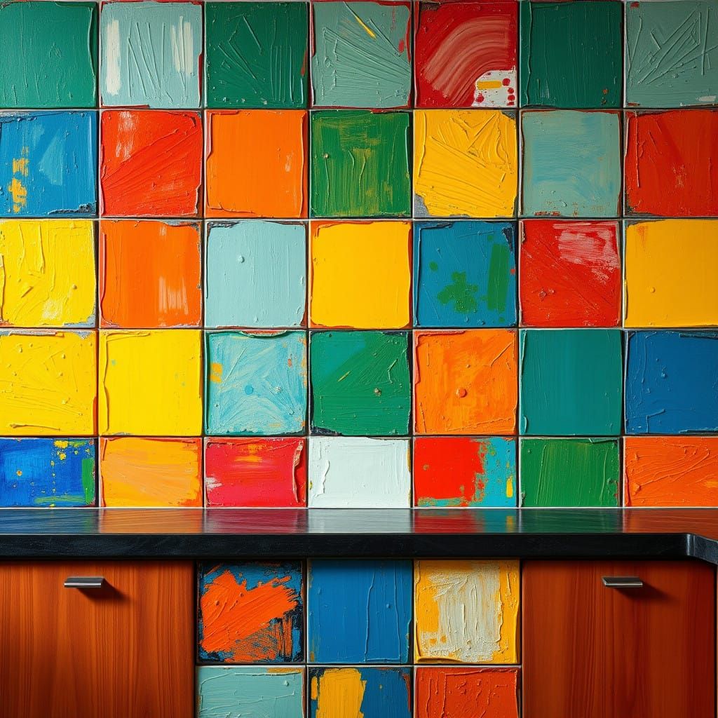 Vibrant Neo-Expressionist Kitchen Wall Mural