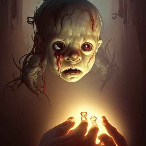 Horror Zombie Babies in Haunted Cathedral