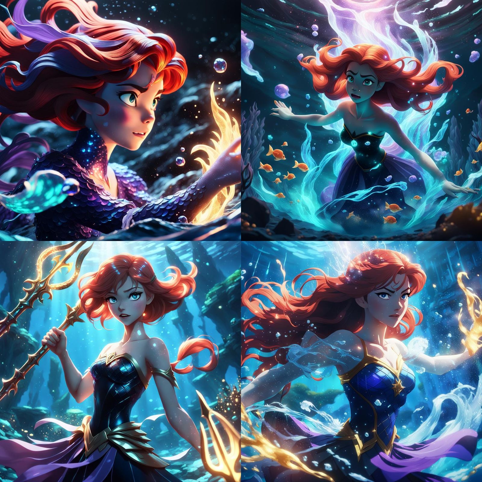 Ariel vs Ursula: Detailed 3D Anime Art