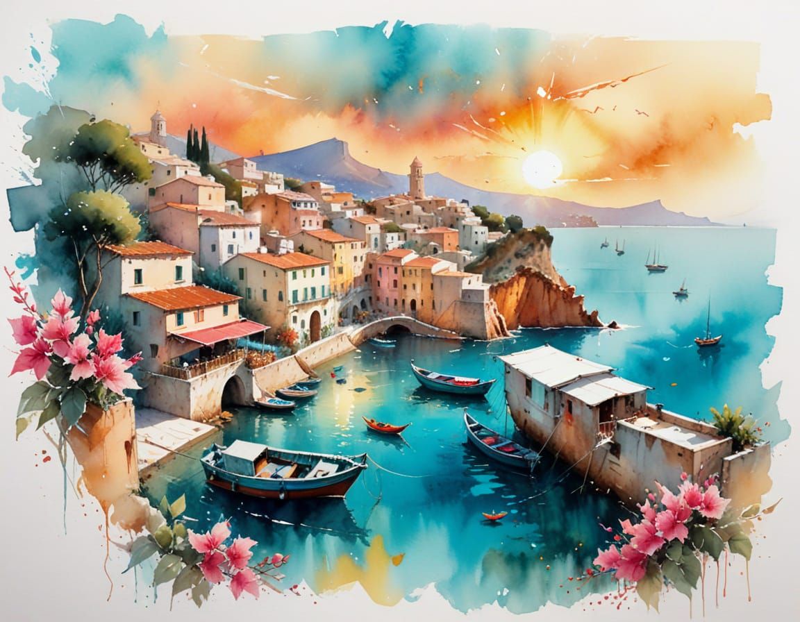 Golden Sunrise Over Civitavecchia Bay