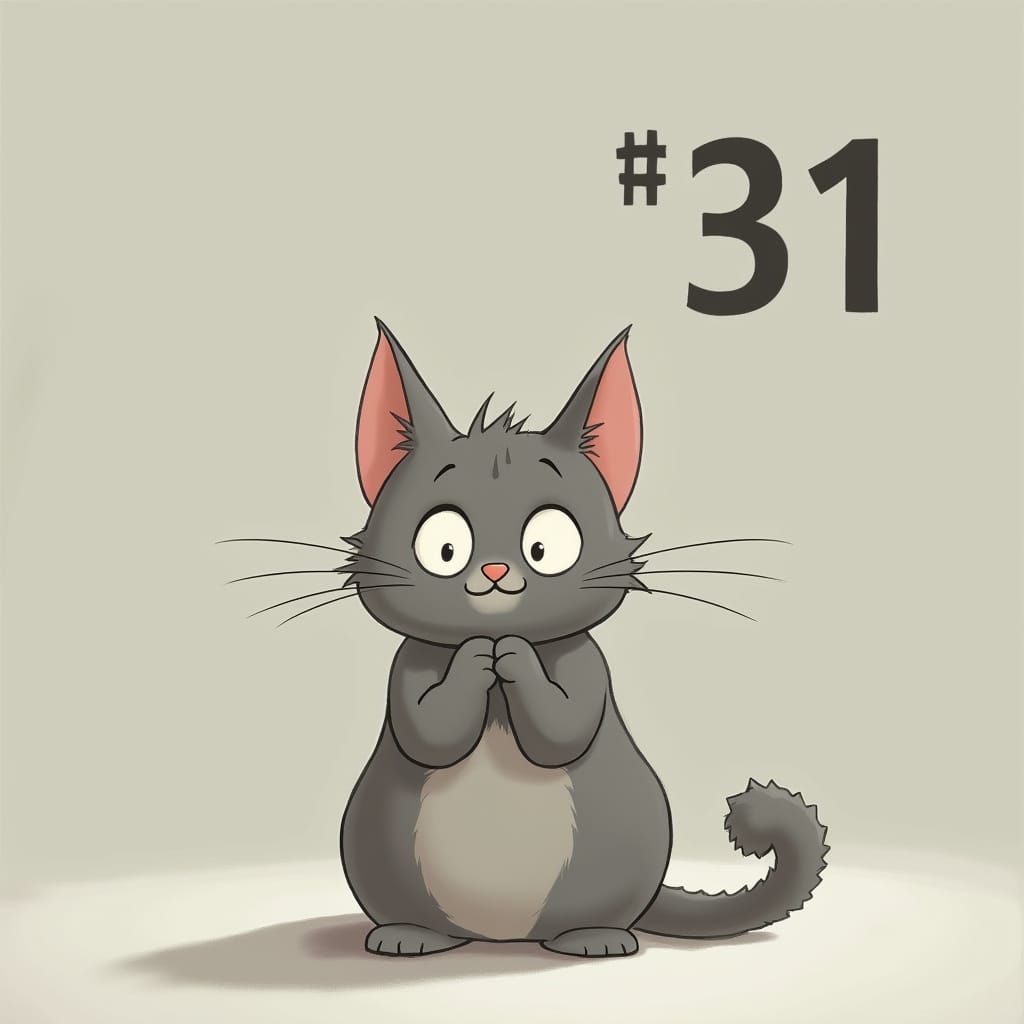 Whimsical Cartoon Cat Illustration in Classic Style