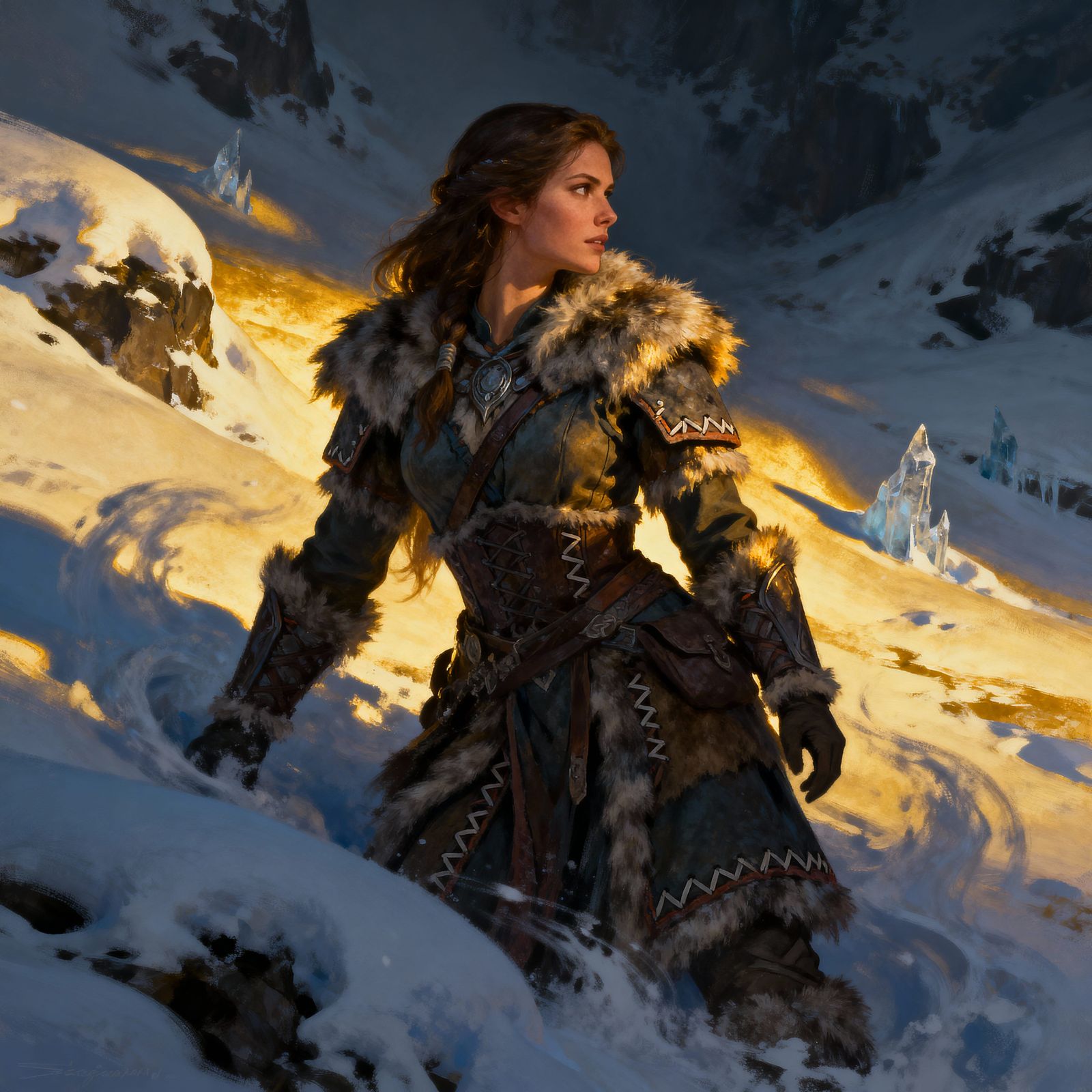 Eyrvik Huntress Portrait in Snowy Wilds