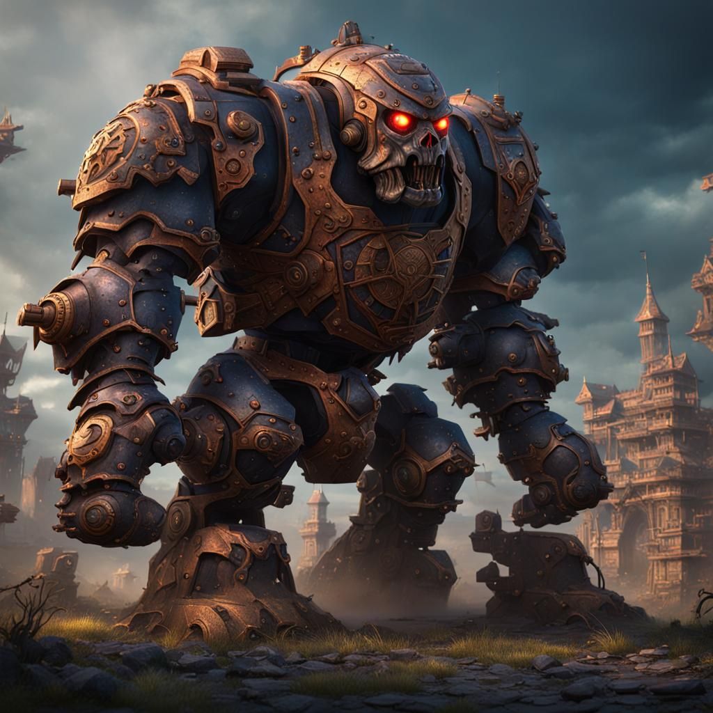 Artillery Golem in Detailed Matte Painting