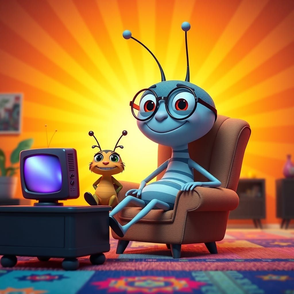 Pixar-Style 3D Cartoon Bug with Bug-Cat