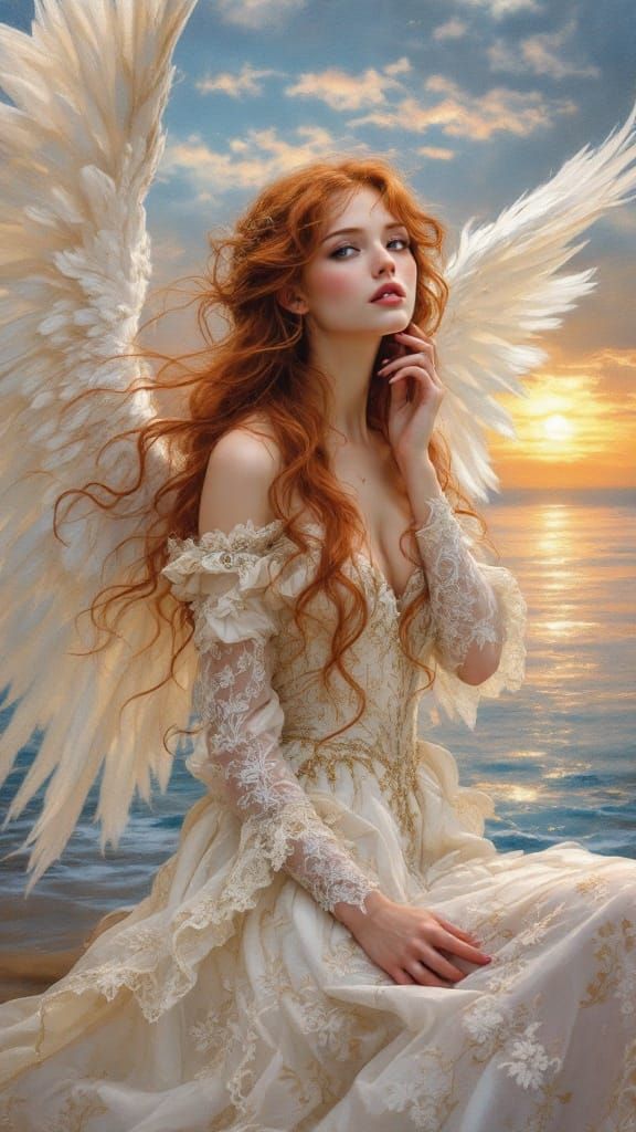 Victorian Angel in Sunset Glow