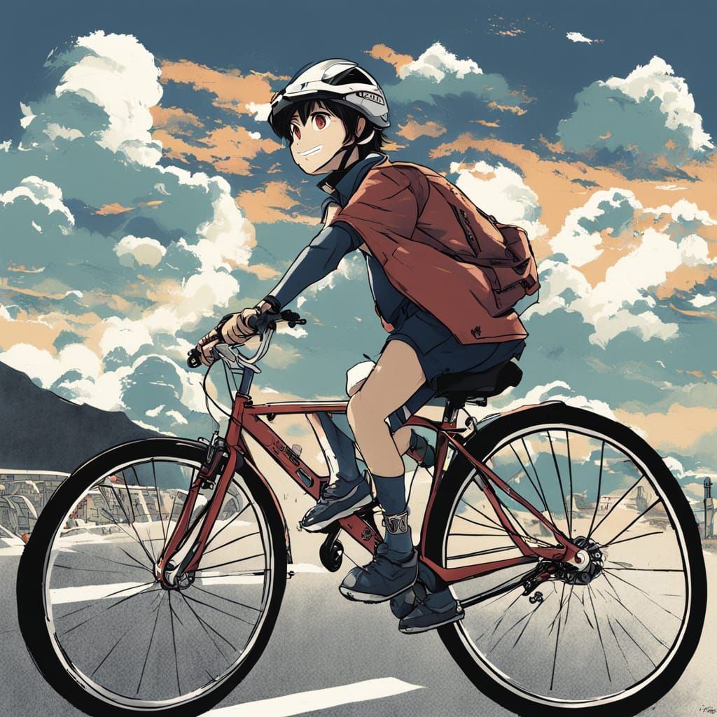 Anime Style Bike Ride: Key Visual Manga Art