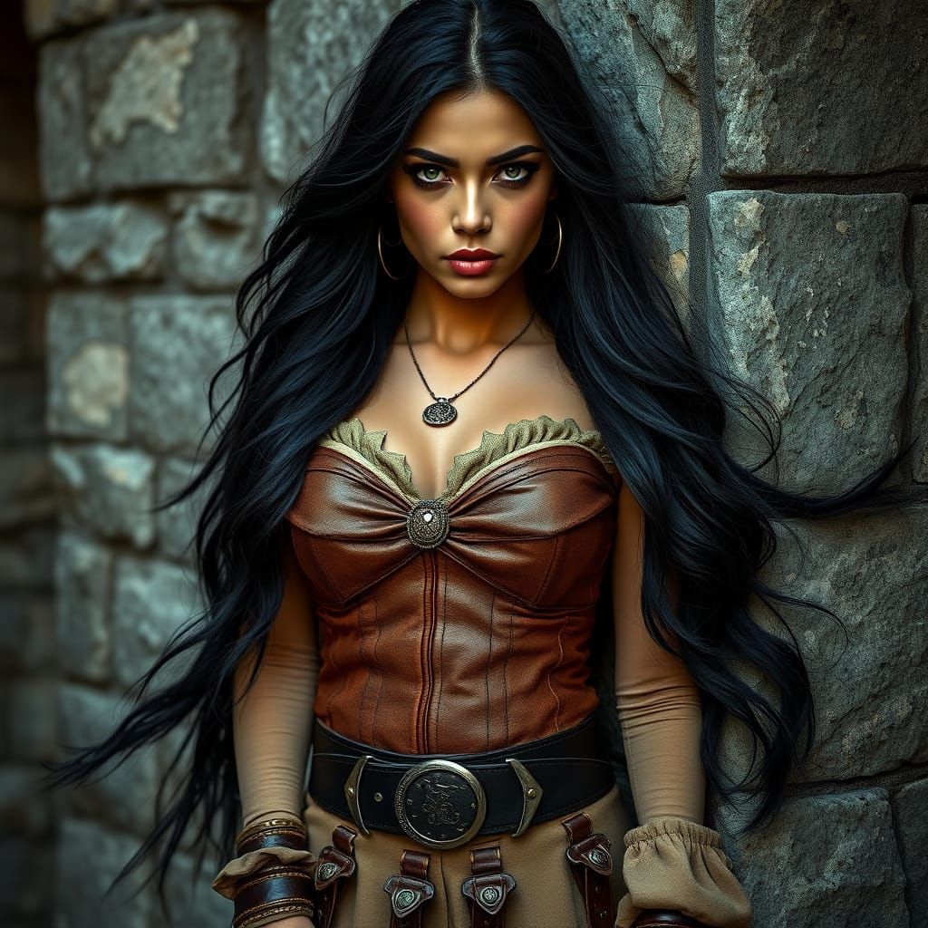 Hyperrealistic Portrait of a Confident Woman in Ancient Sett...