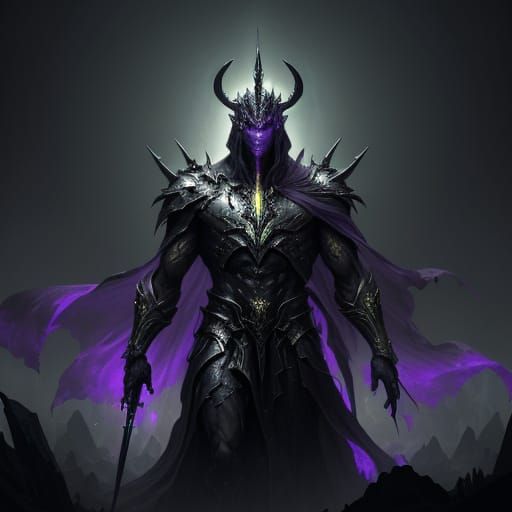 Dark Fantasy Warrior with Golden Spears and Halo of Blades