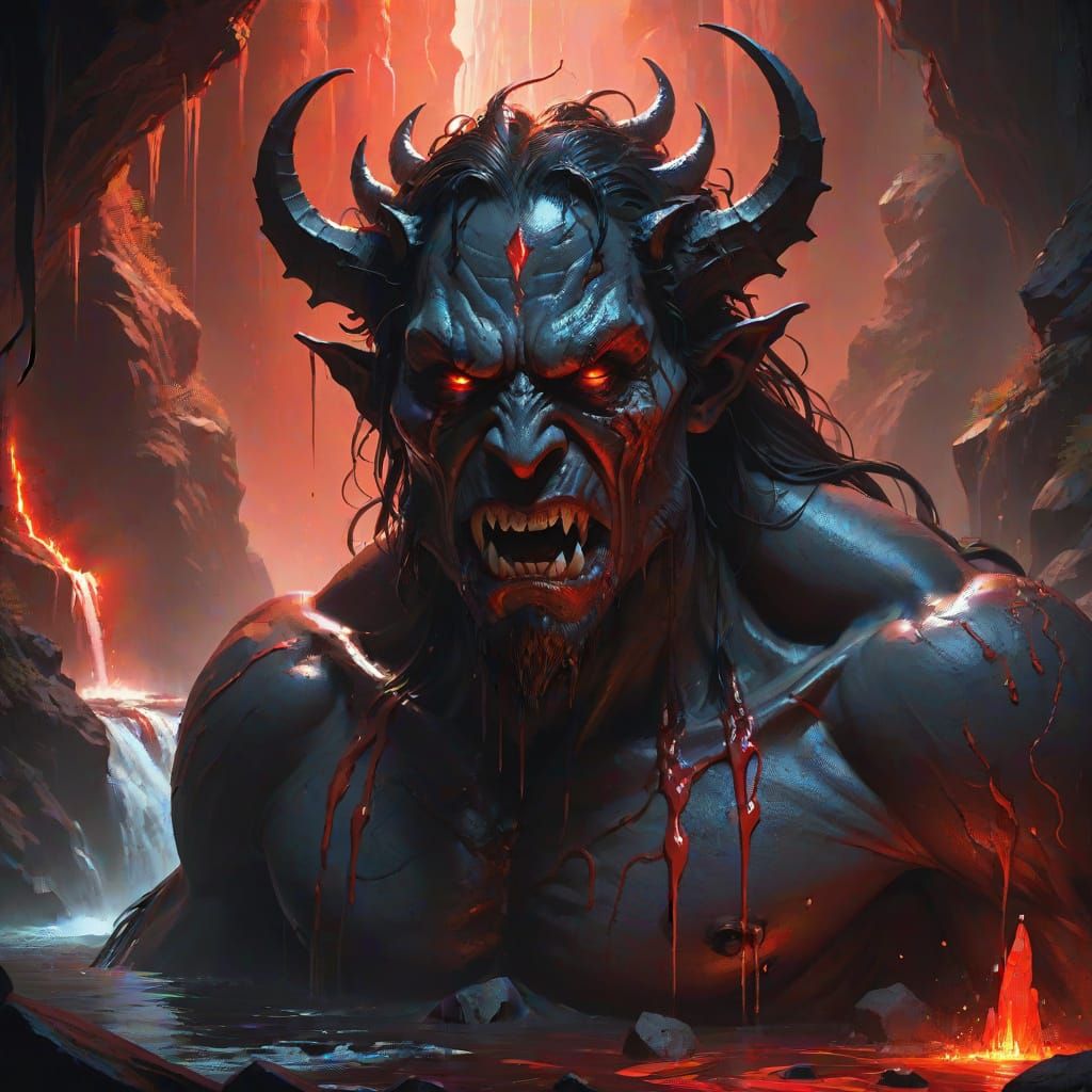 Weeping Demon in Dark Fantasy Art Style