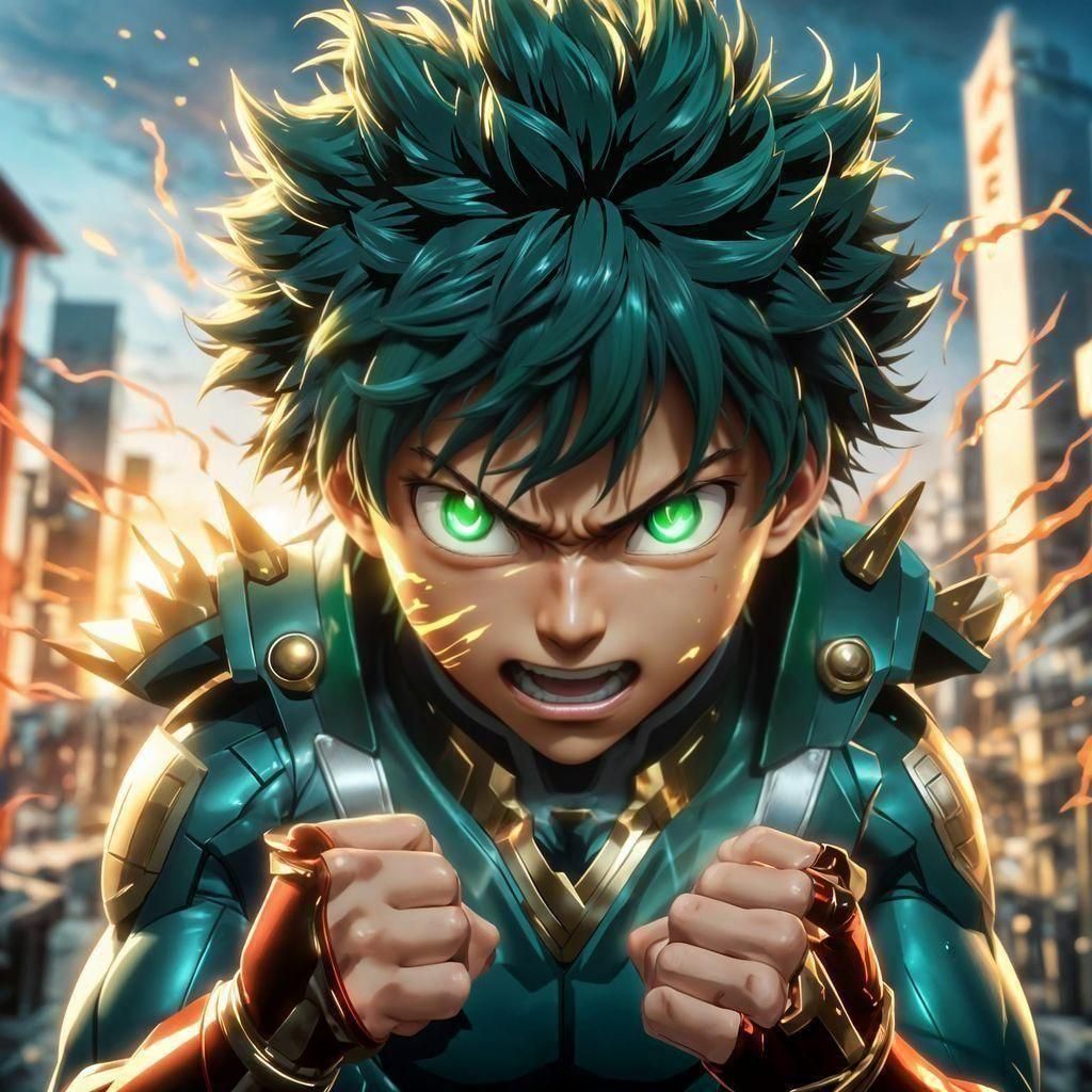 Izuku Midoriya as Armored Hero: 3D Anime Art