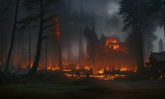 burning forest-village