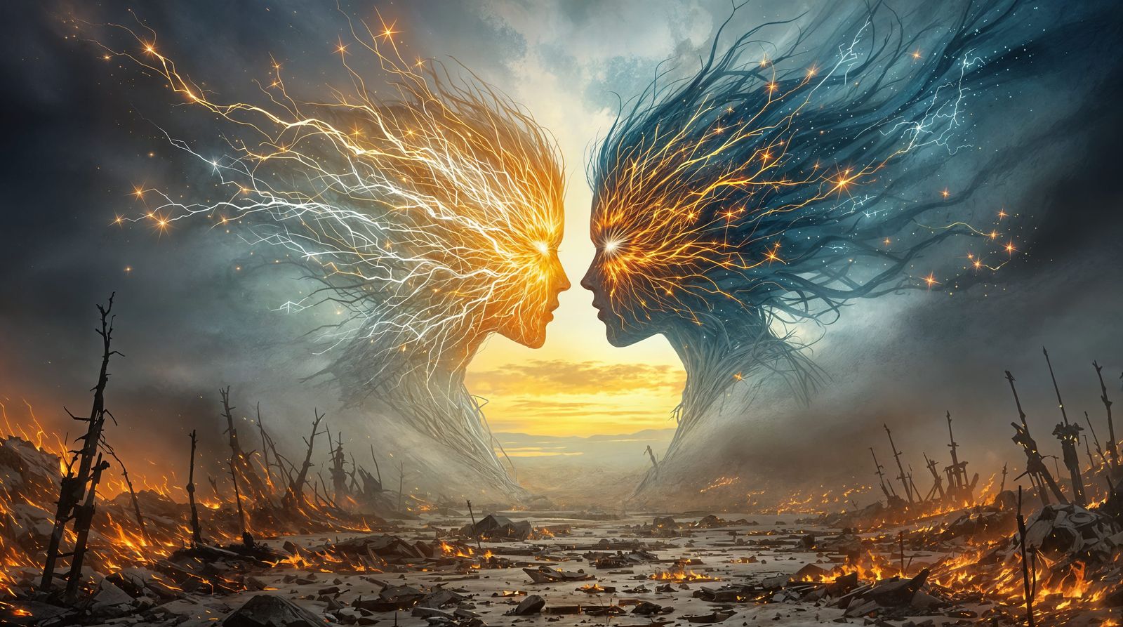 Storm and Flame Unite on a Battle Scarred Landscape