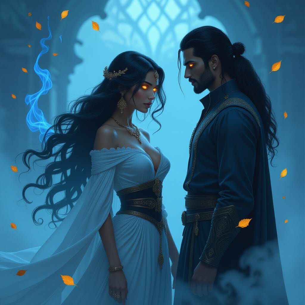 Genie Woman Watching Man: Fantasy Realism