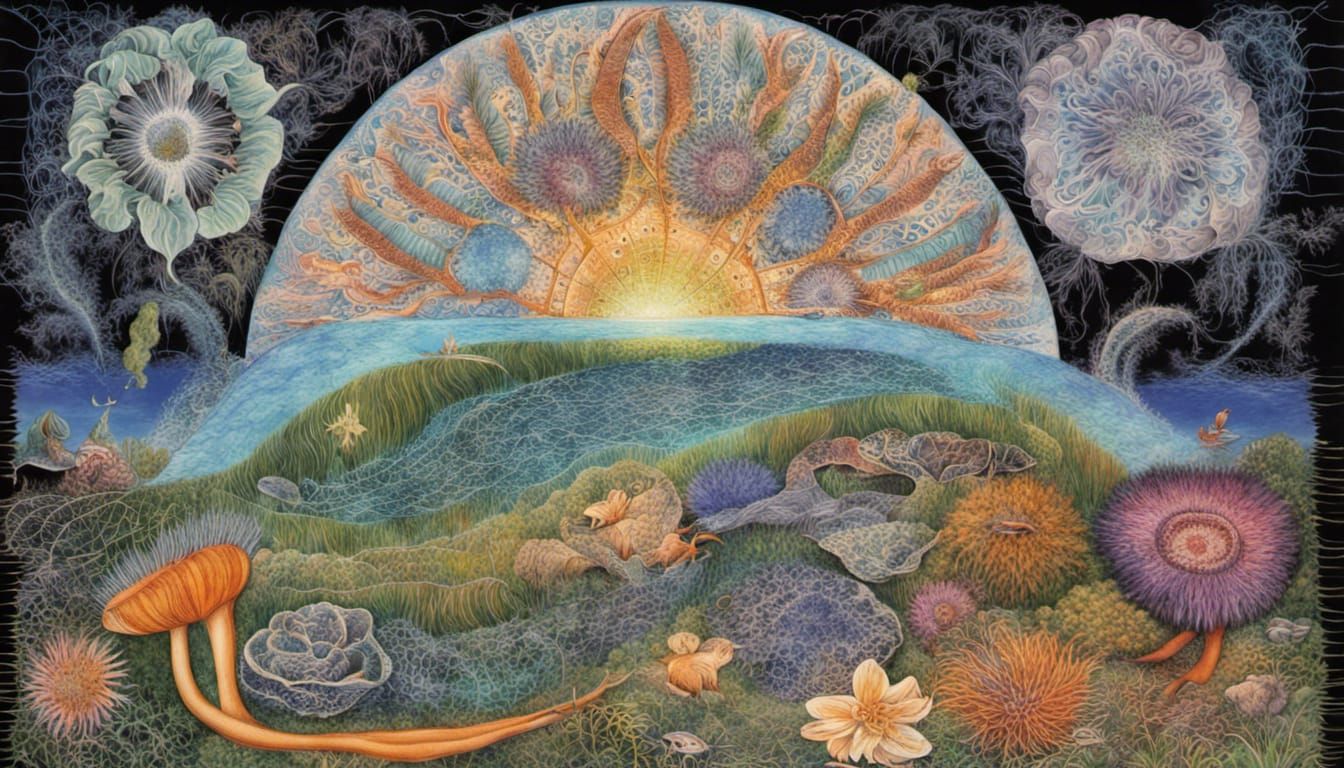 Echidna Touring Wonders: Abstract Floral Quantum Zentangle