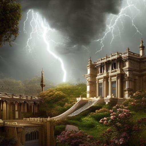 Dramatic Home Interior During a Storm