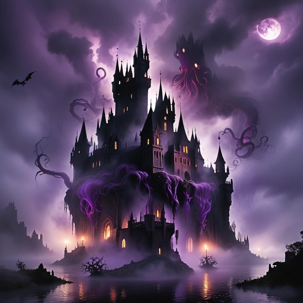 Ethereal Floating Castle Summons Dark Creatures