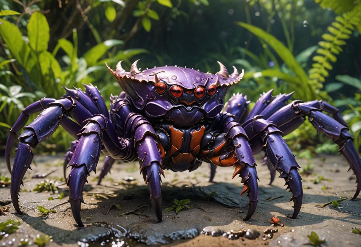 A little, cute purple crab, evolved from an old AI-generated...
